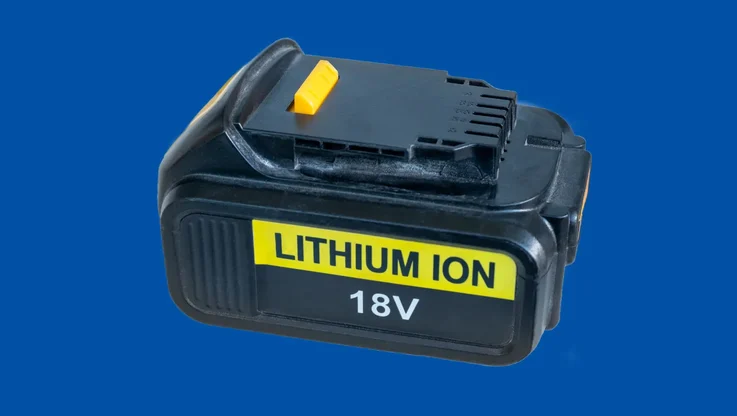 a close up of a lithium ion battery pack for a power tool